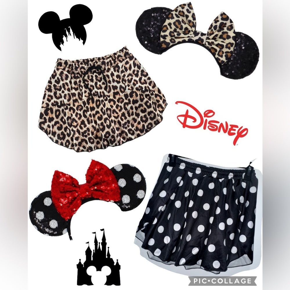 Leopard and Polka Dot Skirt Skort Bundle Disney Magic Kingdom & Animal Kingdom